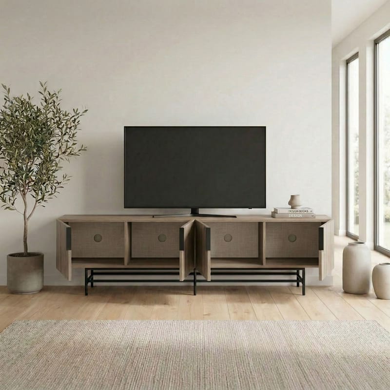 Truvia TV-taso 200x55x35 cm - luonnontammi ja musta - Huonekalut - TV- & Mediakalusteet - Tv taso & Mediataso