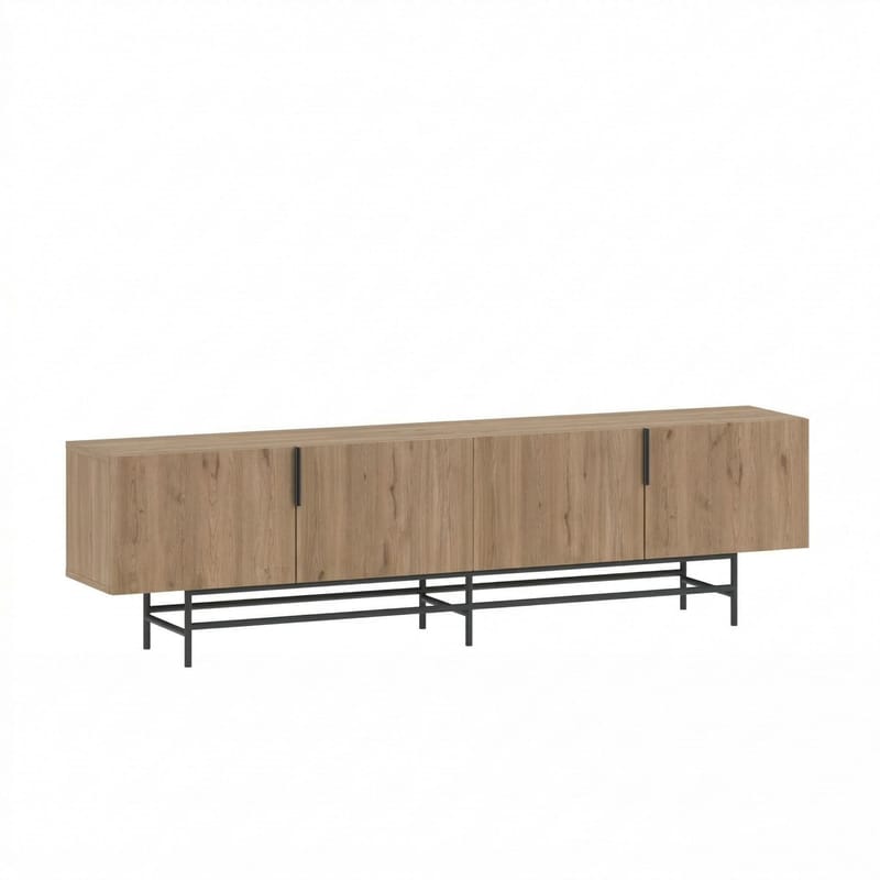 Truvia TV-taso 200x55x35 cm - luonnontammi ja musta - Huonekalut - TV- & Mediakalusteet - Tv taso & Mediataso