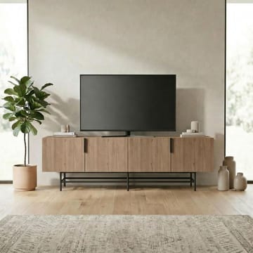 Truvia TV-taso 200x55x35 cm - luonnontammi ja musta - Huonekalut - TV- & Mediakalusteet - Tv taso & Mediataso