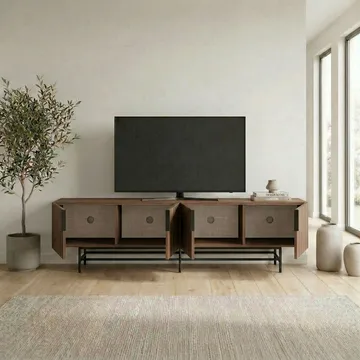 Truvia TV-taso 200x55x35 cm - pähkinä ja musta - Huonekalut - TV- & Mediakalusteet - Tv taso & Mediataso