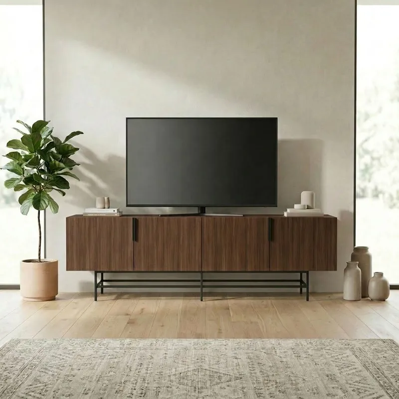 Truvia TV-taso 200x55x35 cm - pähkinä ja musta - Huonekalut - TV- & Mediakalusteet - Tv taso & Mediataso