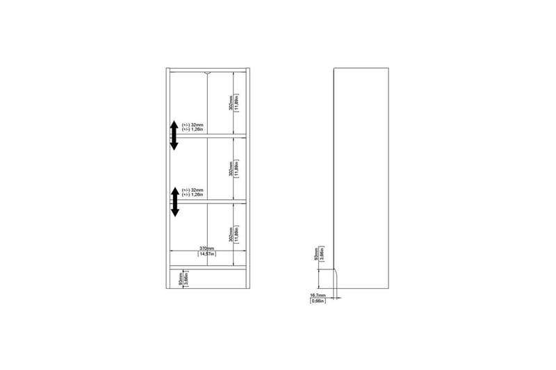 Trysil Kirjahylly 107 cm - Valkoinen - Säilytys - Hylly - Kirjahylly