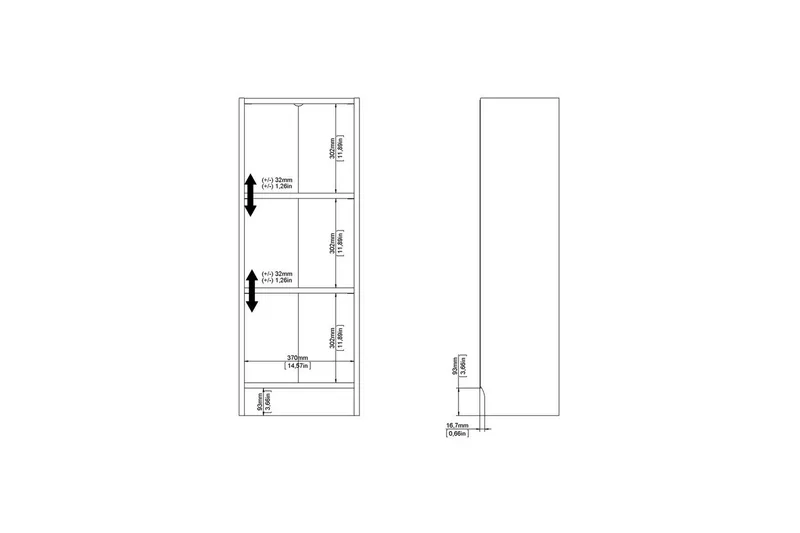 Trysil Kirjahylly 107 cm - Valkoinen - Säilytys - Hylly - Kirjahylly