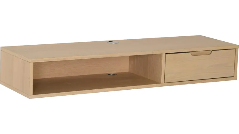 TV-hylly Torsen 110 cm, Valkopigmentoitu tammi