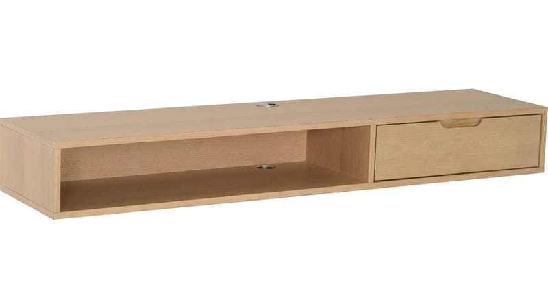 TV-hylly Torsen 135 cm, Valkopigmentoitu tammi