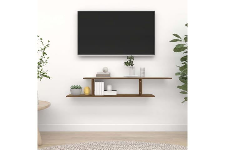 Seinäkiinnitettävä TV-hylly ruskea 125x18x23 cm tekninen puu - Ruskea - TV-hyllyt