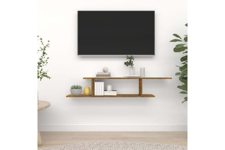 Seinäkiinnitettävä TV-hylly savutammi 125x18x23 cm tekninen - Ruskea - TV-hyllyt
