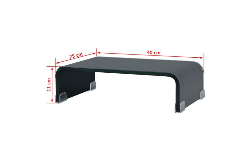 TV-taso/Näyttöteline Musta lasi 40x25x11 cm - Musta - Huonekalut - TV- & Mediakalusteet - TV-hyllyt