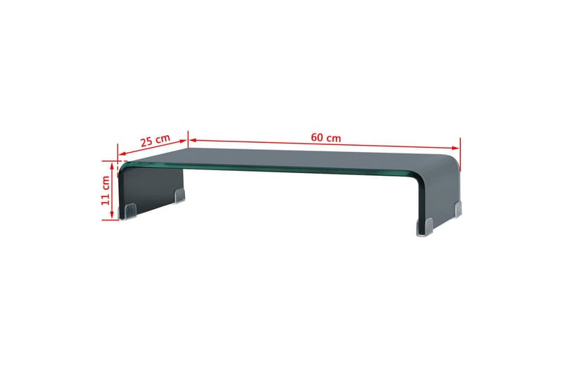 TV-taso/Näyttöteline Musta lasi 60x25x11 cm - Musta - TV-hyllyt