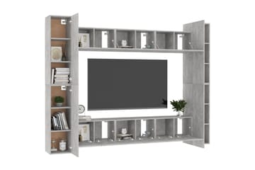 10-osainen TV-kaappisarja betoninharmaa lastulevy - Harmaa - Huonekalut - TV- & Mediakalusteet - TV-kaappi