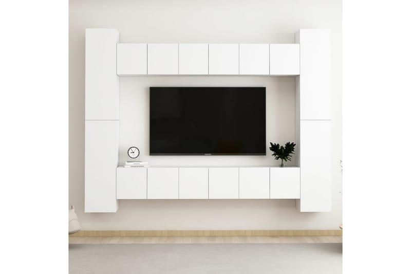 10-osainen TV-kaappisarja valkoinen lastulevy - Valkoinen - Huonekalut - TV- & Mediakalusteet - TV-kaappi