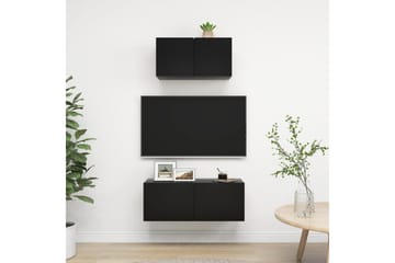 2-osainen TV-kaappisarja musta lastulevy - Huonekalut - TV- & Mediakalusteet - TV-kaappi