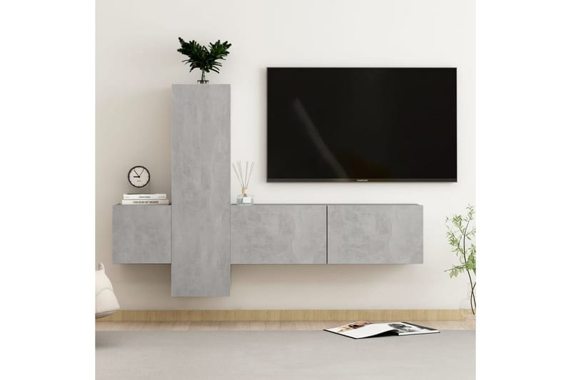 3-osainen TV-kaappisarja betoninharmaa lastulevy - Harmaa - Huonekalut - TV- & Mediakalusteet - TV-kaappi