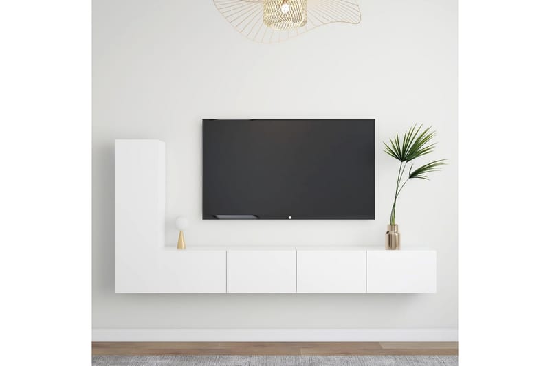 3-osainen TV-kaappisarja valkoinen lastulevy - Valkoinen - Huonekalut - TV- & Mediakalusteet - TV-kaappi