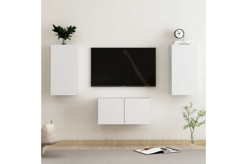 3-osainen TV-kaappisarja valkoinen lastulevy - Huonekalut - TV- & Mediakalusteet - TV-kaappi