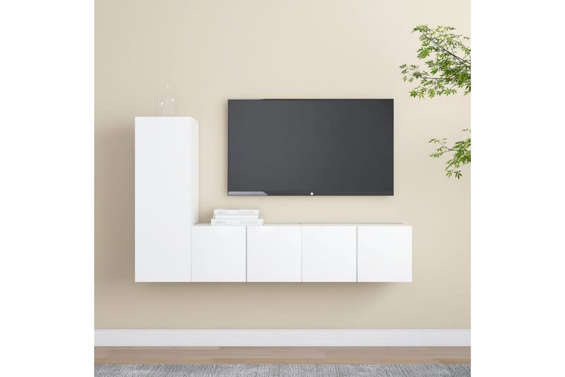 3-osainen TV-kaappisarja valkoinen lastulevy - Huonekalut - TV- & Mediakalusteet - TV-kaappi