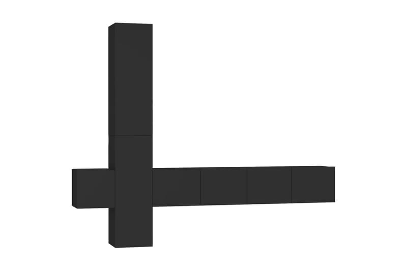 5-osainen TV-kaappisarja musta lastulevy - Musta - Huonekalut - TV- & Mediakalusteet - TV-kaappi