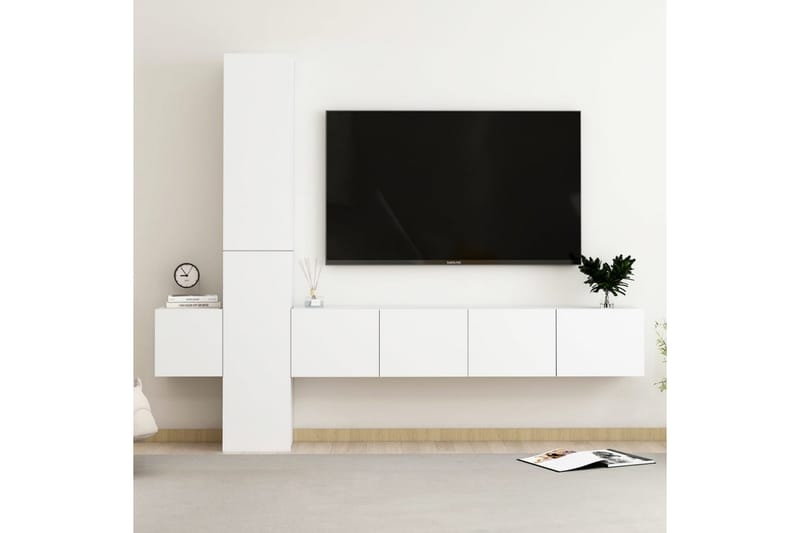 5-osainen TV-kaappisarja valkoinen lastulevy - Valkoinen - Huonekalut - TV- & Mediakalusteet - TV-kaappi