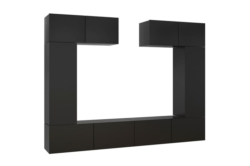 6-osainen TV-kaappisarja musta lastulevy - Musta - Huonekalut - TV- & Mediakalusteet - TV-kaappi