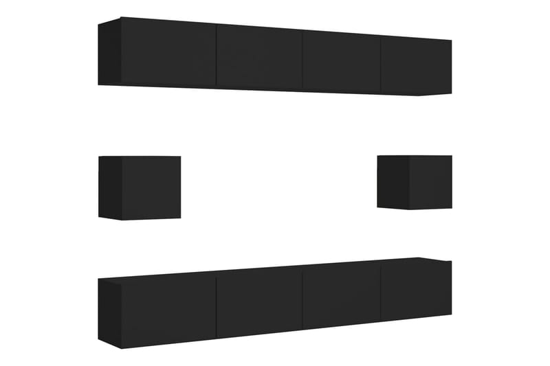 6-osainen TV-kaappisarja musta lastulevy - Huonekalut - TV- & Mediakalusteet - TV-kaappi