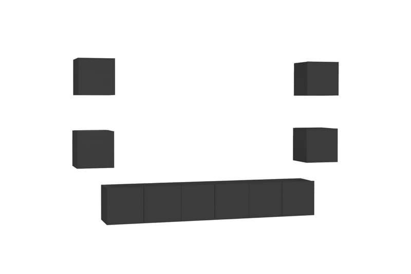 7-osainen TV-kaappisarja musta lastulevy - Musta - Huonekalut - TV- & Mediakalusteet - TV-kaappi