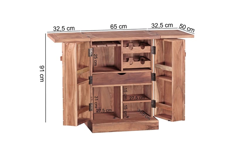 Baarikaappi Zychowski - Puu/Luonnonväri - Säilytys - Kaappi - Baarikaappi