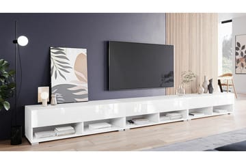 Galbally seinälle kiinnitettävä tv-taso 300 cm säilytystilalla maalattua puuta - Valkoinen - Huonekalut - TV- & Mediakalusteet - Tv taso & Mediataso