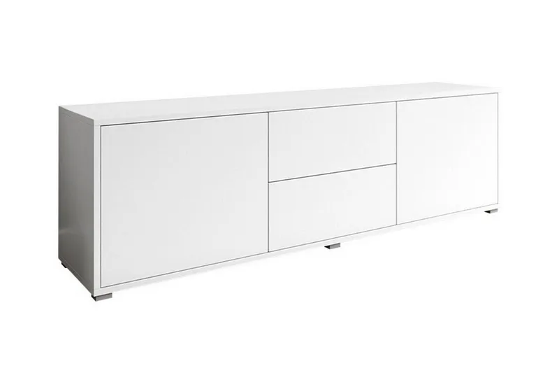 Kintore lattialla seisova tv-taso 141 cm säilytystilalla, maalattua puuta, Valkoinen