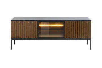 Klinkerville TV-kaappi – esittelyvaloilla – Puu – D39xB56xH154 cm - Musta - Huonekalut - TV- & Mediakalusteet - Tv taso & Mediataso