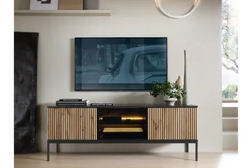 Klinkerville TV-kaappi – esittelyvaloilla – Puu – D39xB56xH154 cm - Musta - Huonekalut - TV- & Mediakalusteet - Tv taso & Mediataso