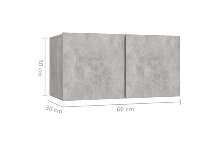 Seinäkiinnitettävä TV-taso 2 kpl betoninharm. 60x30x30 cm - TV-kaappi