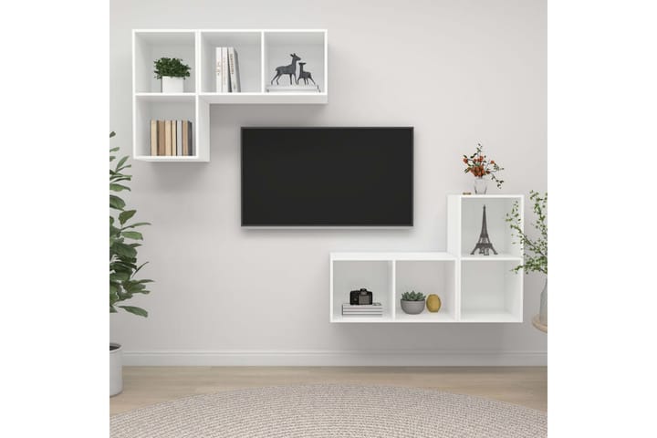 Seinäkiinnitettävä TV-taso 4 kpl - Valkoinen - TV-kaappi