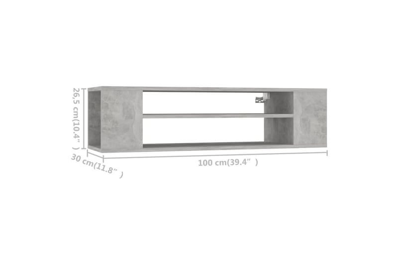 Seinäkiinnitettävä TV-taso betoninharm. 100x30x26,5cm - Huonekalut - TV- & Mediakalusteet - TV-kaappi