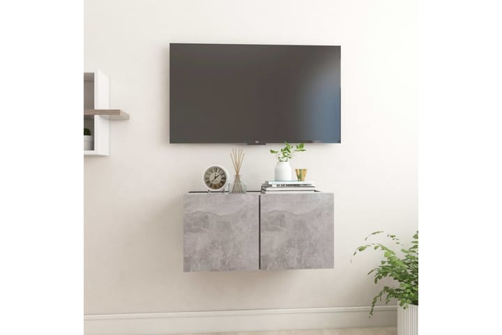 Seinäkiinnitettävä TV-taso betoninharmaa 60x30x30 cm - TV-kaappi
