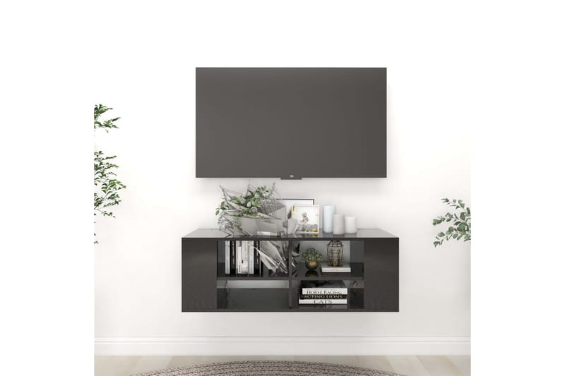Seinäkiinnitettävä TV-taso korkeak. musta 102x35x35cm - Huonekalut - TV- & Mediakalusteet - TV-kaappi