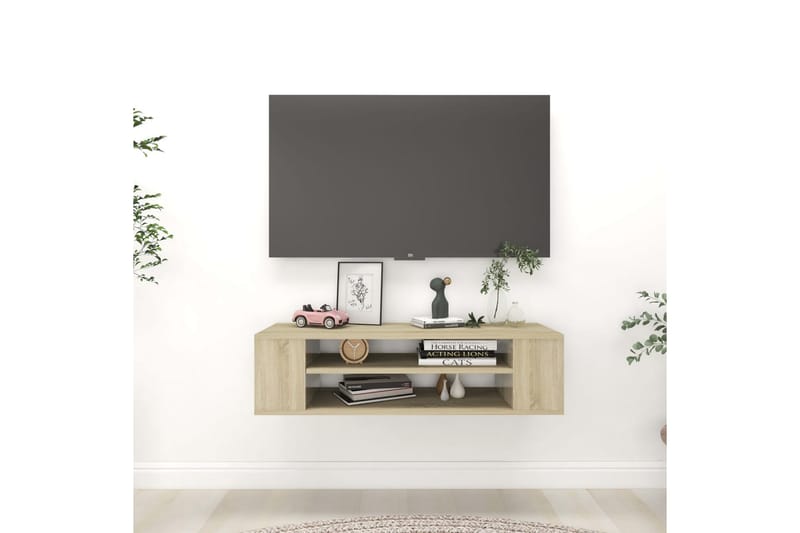 Seinäkiinnitettävä TV-taso Sonoma-tammi 100x30x26,5 cm levy - Huonekalut - TV- & Mediakalusteet - TV-kaappi