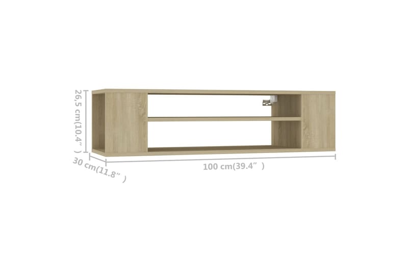 Seinäkiinnitettävä TV-taso Sonoma-tammi 100x30x26,5 cm levy - Huonekalut - TV- & Mediakalusteet - TV-kaappi