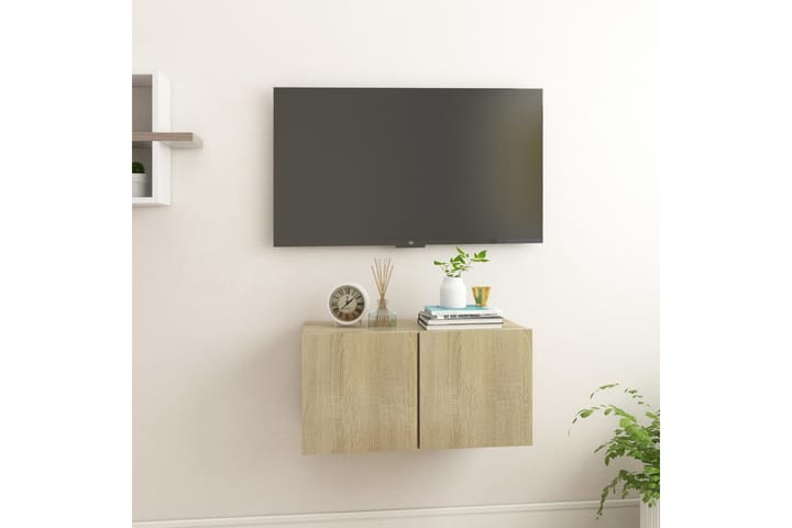 Seinäkiinnitettävä TV-taso Sonoma-tammi 60x30x30 cm - TV-kaappi