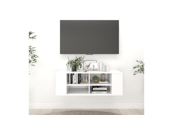 Seinäkiinnitettävä TV-taso valkoinen 102x35x35 cm lastulevy - TV-kaappi
