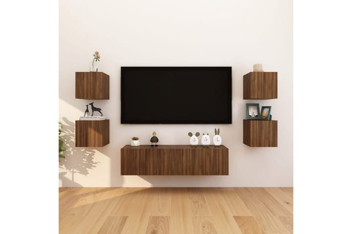 Seinäkiinnitettävät TV-kaapit 8 kpl ruskea tammi 30,5x30x30 - Ruskea - TV-kaappi