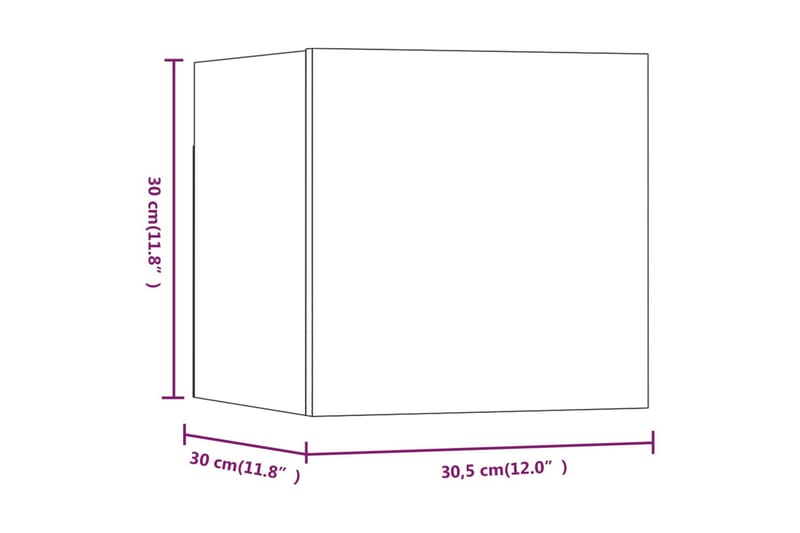 Seinäkiinnitettävät TV-kaapit 8 kpl savutammi 30,5x30x30 cm - Ruskea - TV-kaappi