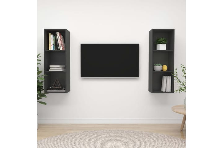 Seinäkiinnitettävät TV-tasot 2 kpl - Harmaa - TV-kaappi