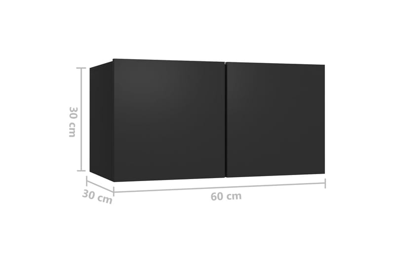 Seinäkiinnitettävät TV-tasot 2 kpl musta 60x30x30 cm - TV-kaappi