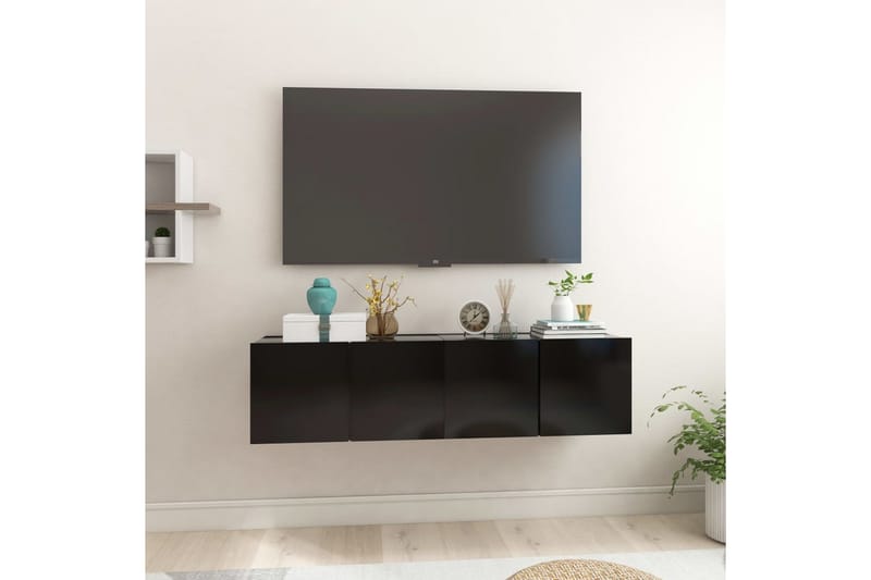 Seinäkiinnitettävät TV-tasot 2 kpl musta 60x30x30 cm - Huonekalut - TV- & Mediakalusteet - TV-kaappi