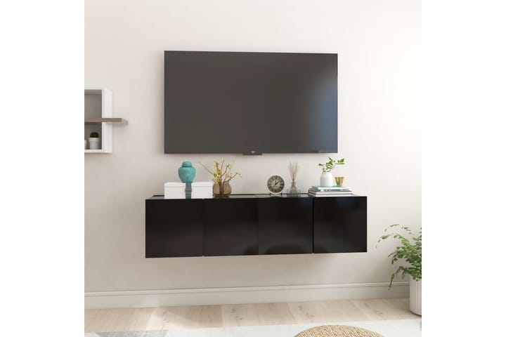 Seinäkiinnitettävät TV-tasot 2 kpl musta 60x30x30 cm - TV-kaappi