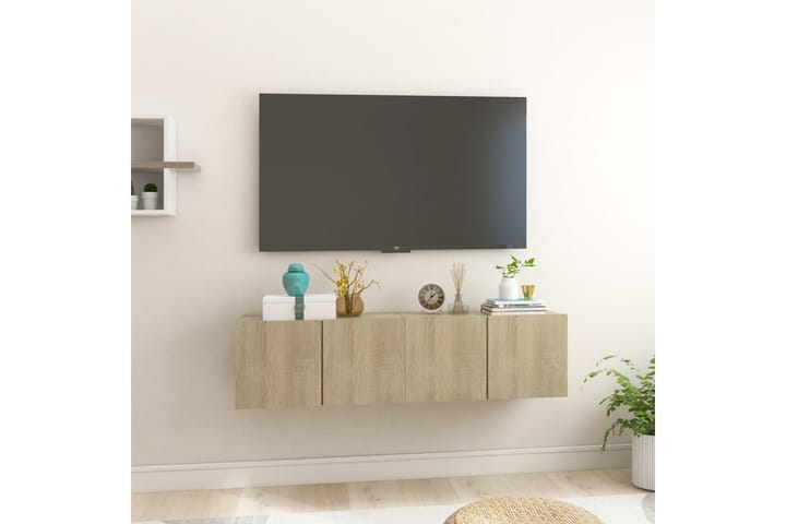Seinäkiinnitettävät TV-tasot 2 kpl Sonoma tammi 60x30x30cm - TV-kaappi