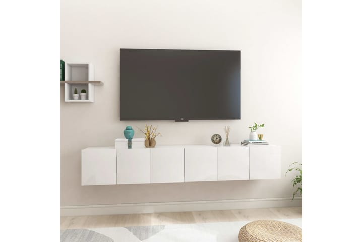 Seinäkiinnitettävät TV-tasot 3 kpl korkeakiilto 60x30x30cm - TV-kaappi