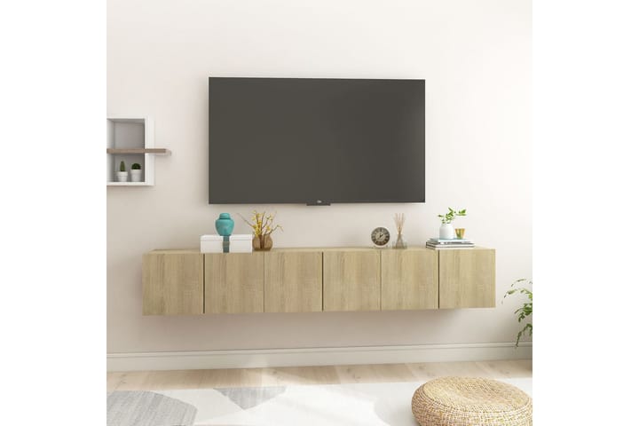 Seinäkiinnitettävät TV-tasot 3 kpl Sonoma-tammi 60x30x30 cm - TV-kaappi