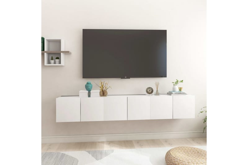 Seinäkiinnitettävät TV-tasot 3 kpl valkoinen 60x30x30cm - TV-kaappi