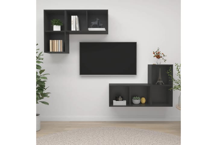 Seinäkiinnitettävät TV-tasot 4 kpl - Harmaa - TV-kaappi